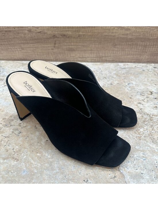 Botkier Shoes - Botkier NY Black Leather Mule Heels Emily Size 11M Open Toe Slip On Sandals